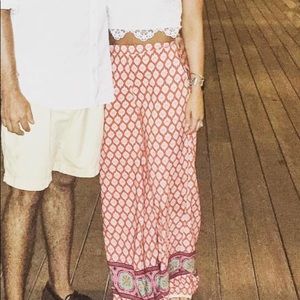 Tribal print wide leg pants